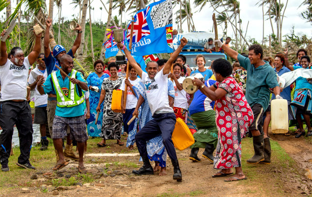 Celebrations after Fiji's olympic gold. 