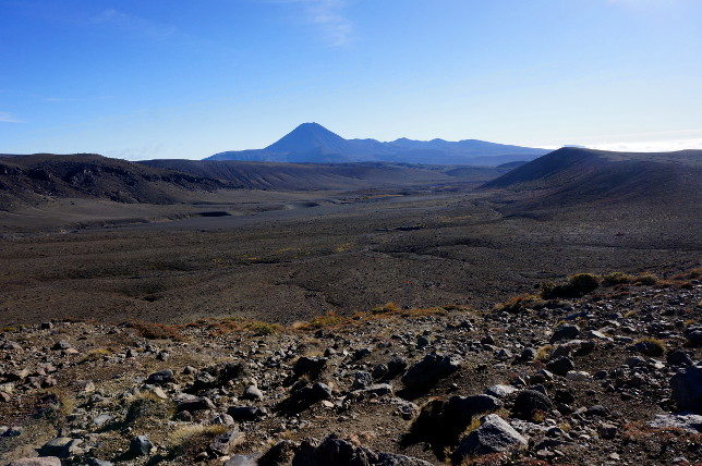 black desert with mount ngauruhoe alias mount doom in the background