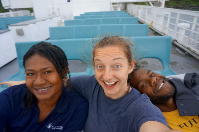 Arrival on Koro. Selfie with Ma and Samu.