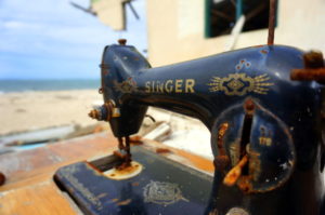 A rusty sewing machine in Nacamaki village.