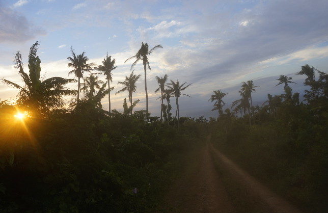 Sunset on the dusty road.