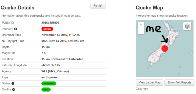 earthquake details