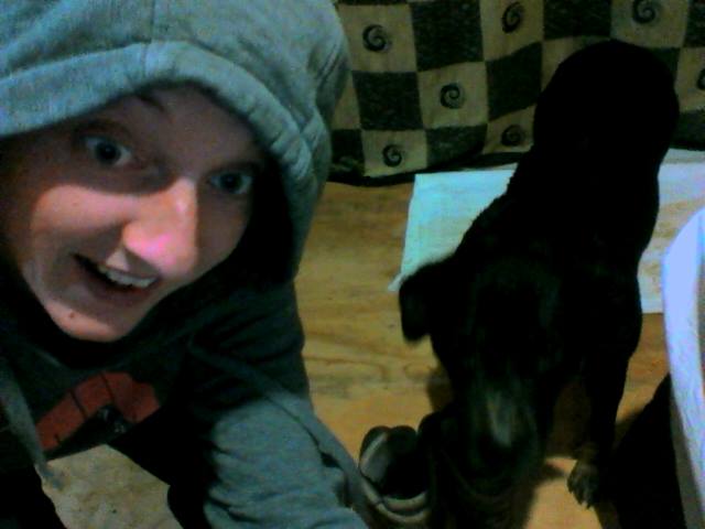 Dog and me in my room.