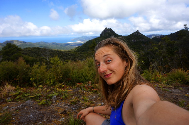 Me at the viewing platform at Mount Heal Hut.