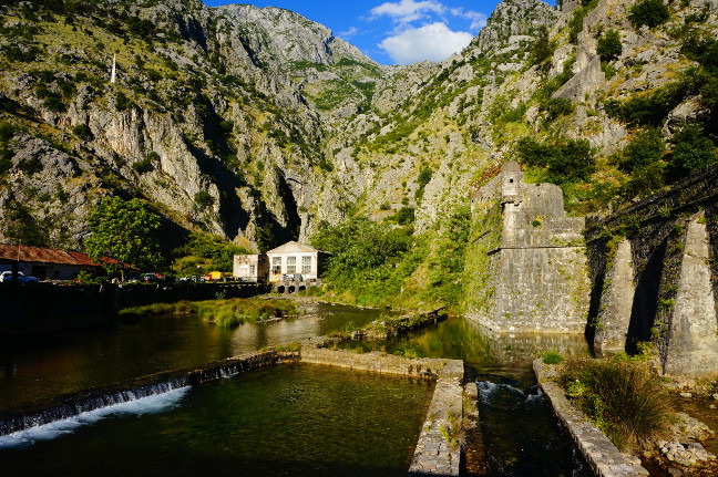 Citywalls and moat around Kotor oldtown.